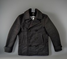 DIESEL WOOL PEA COAT size M Medium Blazer jacket Duffle charcoal black mens new