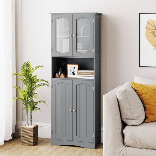 Grey tall pantry cabinet with - grey,
