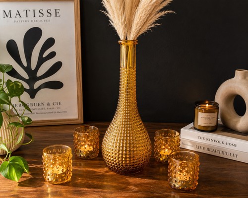 Vintage amber glass genie - amber,