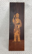 Marquetry Wall Plaque Clown Large Wooden  19.5" X 6.5"   Vintage Rare