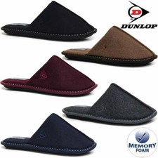 DUNLOP MENS SLIPPERS NEW WINTER WARM FUR COSY LUXURY INDOOR SLIP ON SHOES SIZE