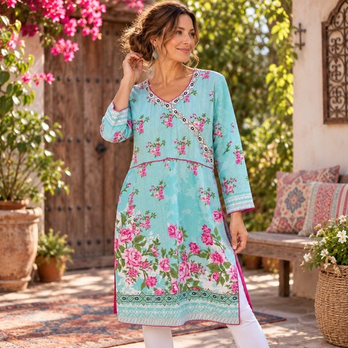 Indian kurti kurta blue pink - kurta,
