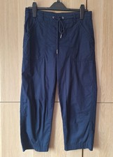 Ladies Matalan Papaya Navy Cotton Elasticated Waist Cropped Trousers - Size 8