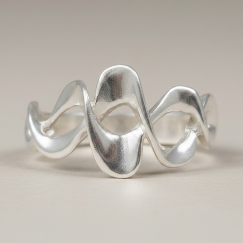 Solid sterling silver wave - silver,