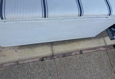 Lloyd Loom Upholstered Ottoman Blanket Box Storage Blue White Stripe