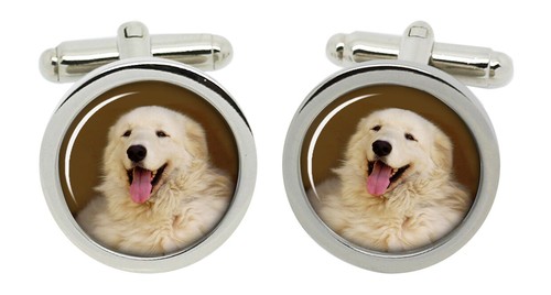 Kuvasz dog cufflinks - cufflinks, chrome
