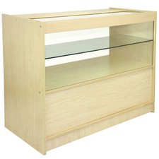 Shop Counter Maple Retail Display Storage Cabinet Glass Showcase Shelves Desk