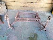 Large Antique Cast Iron Fire Basket With Fire Dogs Incorporated, No Grate