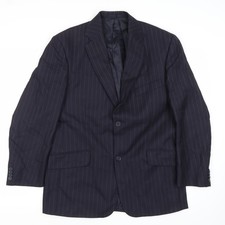 Oxford Blue Brigdens Mens Blue 40 Chest Wool Pinstripe Blazer Jacket
