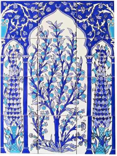 Handpainted tiles blue white - handpainted,