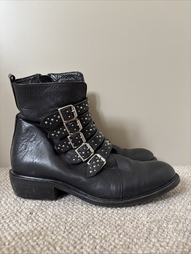 Hush black leather - leather, studded