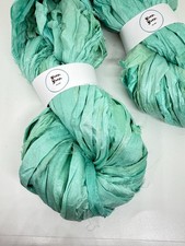 Sari Silk Ribbon, Sea Green. Ribbon Craft, weaving, fibre art, UK Seller. 40m