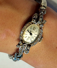 Vintage Ladies HAMILTON 14ct White Gold Case & Diamond Cocktail Watch - American