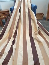 Gold Brown Satin Striped Curtains Silky Wide Stripe Custom Made 74" x 90"