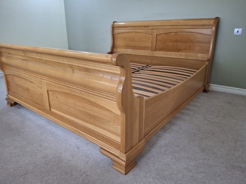 Oak sleigh bed super kingsize - bed,