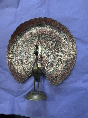 Metal peacock figurine with - metal, figurine,