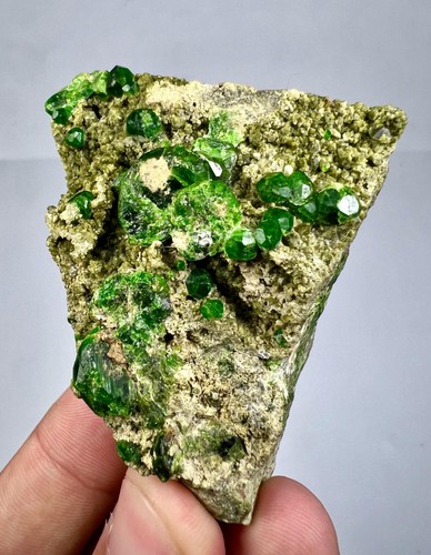 Natural green garnet crystal - natural,