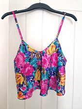 Vintage retro Fredericks of Hollywood floral cropped vest super cute size L