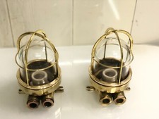 Pair of Old Vintage Brass Ship
