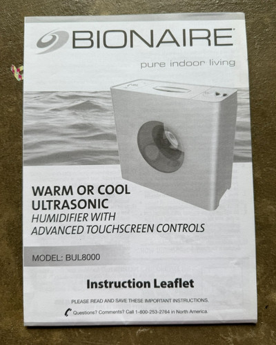 Bionaire humidifier owner - humidifier, owner's