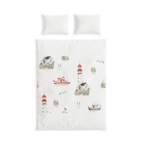 Nautical lighthouse cotton bed - lighthouse,