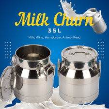 35L Stainless Steel Milk Churn Pail Milk Wine Homebrew Oil Food Seal Pail Bucket