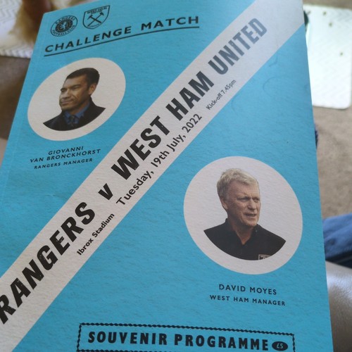 Rangers west ham programme - rangers, v