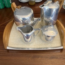 PIQUOT WARE TEA SET ON TRAY -