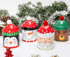 4 Christmas Tins Jars Storage