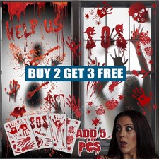 Halloween Decorations Indoor Window Stickers, Scary Blood Hand Window Decoration