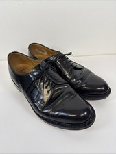 Loake Shoes Black Leather Classic Derby Plain Tie Smart Formal UK 8 771B