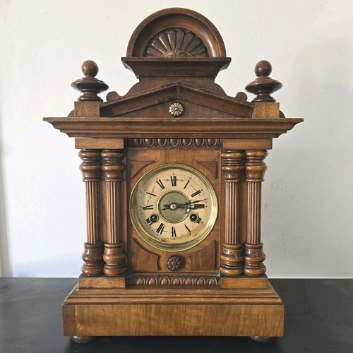 Carved walnut eight day - eight,