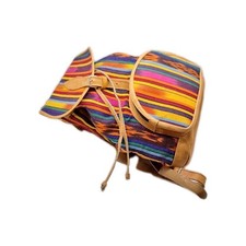 Genuine Leather Backpack Aztec Native  Boho Bag western Navajo Stripe Bookbag