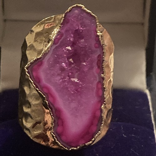 Blue drusy agate quartz ring - blue,