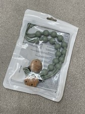 Silicone Dummy Clip for Baby Boys and Girls, 2 Pack Wooden Pacifier Holder Clip,