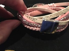 frank usher costume jewellery Double Twist Leather Bangles With 3 Different Pink