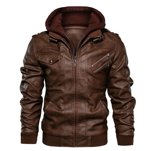 Men leather jacket - leather,
