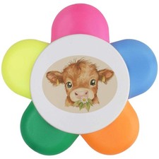 'Baby Highland Cow Eating Flower' Flower Shape Highlighter Pen (HL00037921)