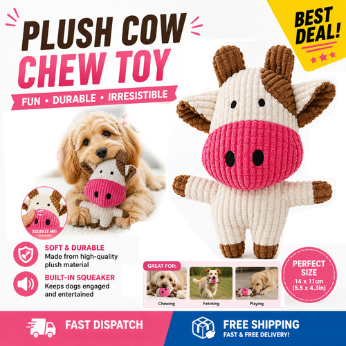 Dog plush cow - toy, squeaky