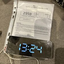 LED Electric Digital Alarm Clock Mains Battery Mirror