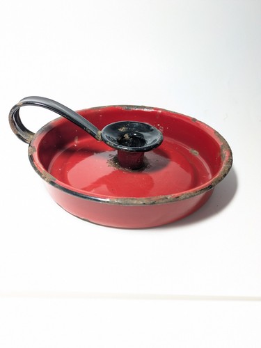 Vintage red enamel chamber - enamel,