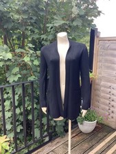 M&S Collection Black Ribbed Cardigan With Pockets Size 8