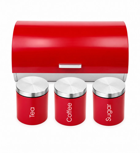Ruby red 4pc bread bin - red,
