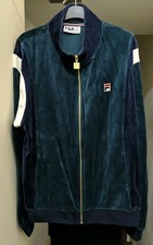 Fila Mens Floyd Velour Jacket - Dark Teal Blue Green Zip Track Top 3XL XXXL 46