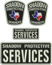 SHADOW P S 4 EMBROIDERY PATCH 4X10 2X5 AND 4X4.5 hook on back silver ON BLACK