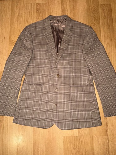 Suit men brown check plaid - men's,