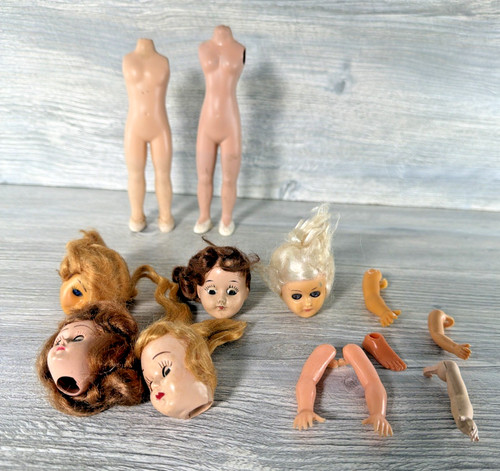 Vtg 1950s 1960s doll lot - doll, parts