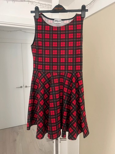 Dolls red tartan dress