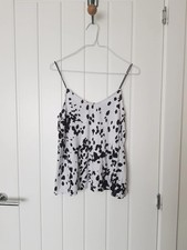ASOS Black & White Spotty Cow Animal Print Cropped Vest Size XS/S