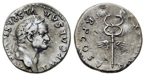 Vespasian ar denarius - vespasian,, 69-79.